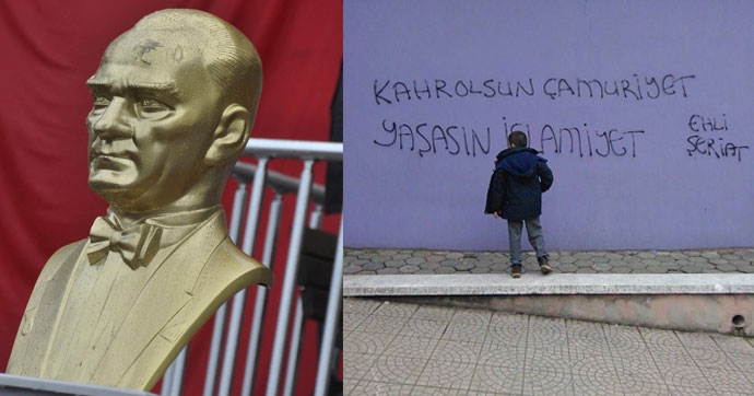 Atatürk büstlerine çirkin saldırı 1