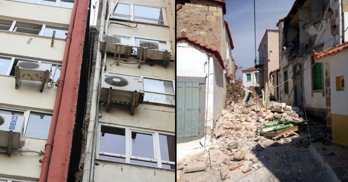 Deprem İzmir'de binaları ayırdı 1