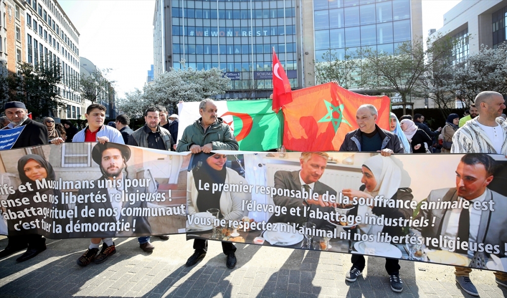 Belçika'da helal ve koşer kesim yasağı protestosu 11