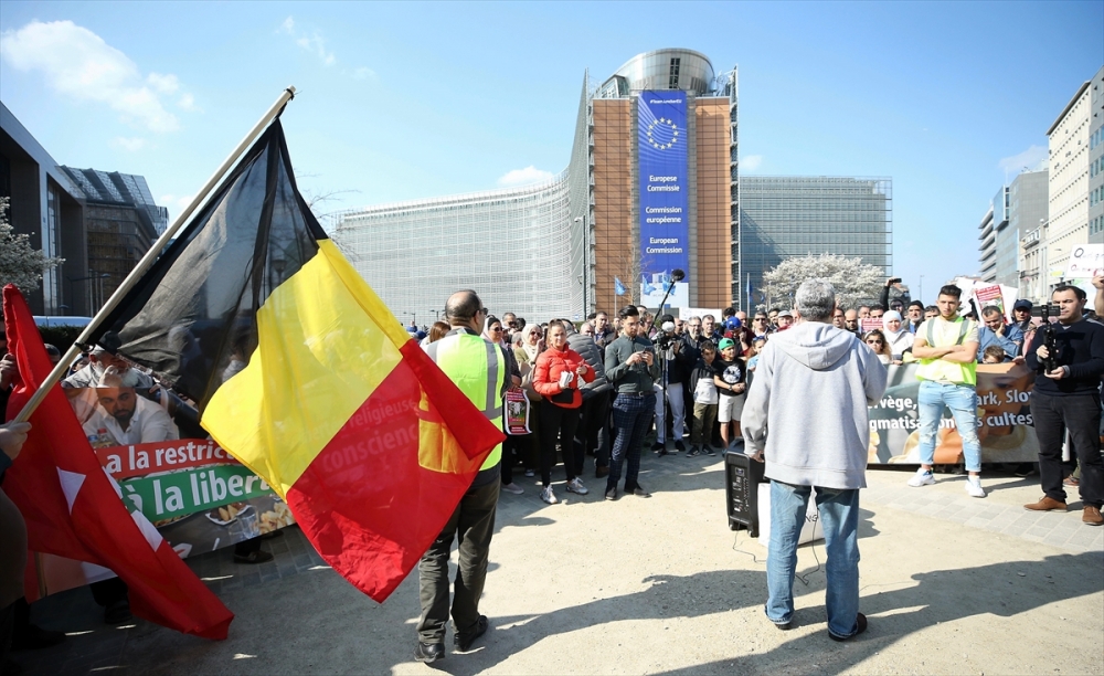 Belçika'da helal ve koşer kesim yasağı protestosu 14