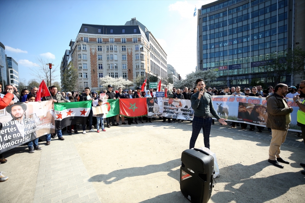 Belçika'da helal ve koşer kesim yasağı protestosu 16