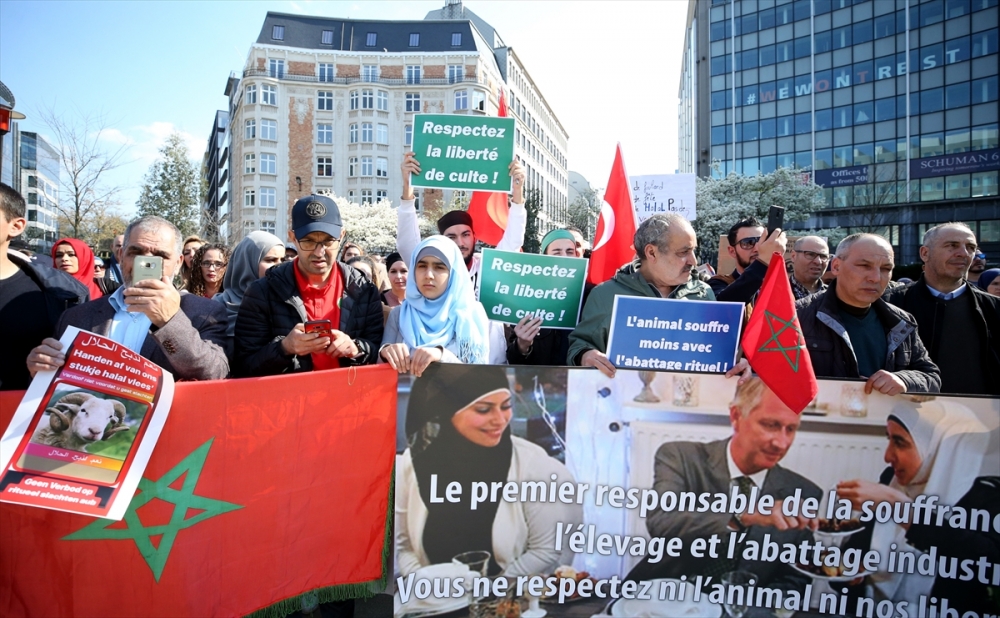 Belçika'da helal ve koşer kesim yasağı protestosu 24