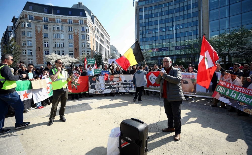 Belçika'da helal ve koşer kesim yasağı protestosu 3