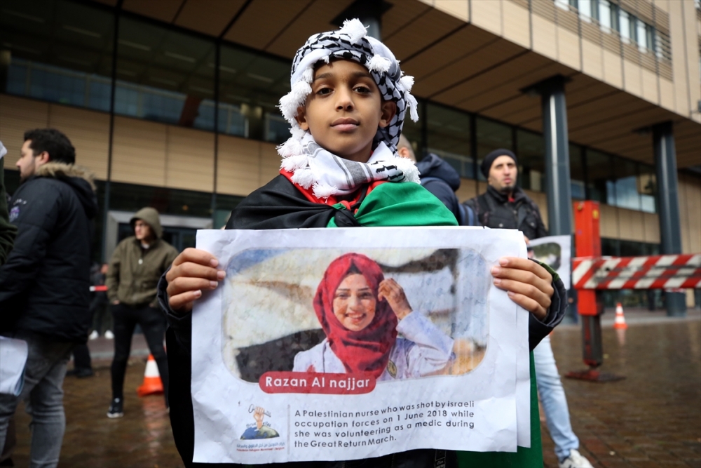Brüksel’de Filistinli sığınmacılardan gösteri 1