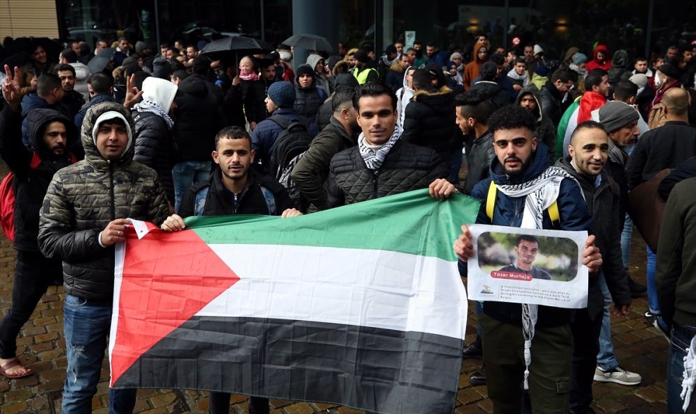 Brüksel’de Filistinli sığınmacılardan gösteri 4