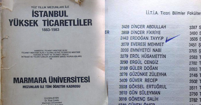 Cumhurbaşkanı Erdoğan'ın adı mezunlar yıllığında