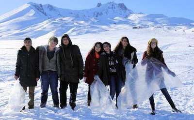 Erciyes'te naylonlu kayak