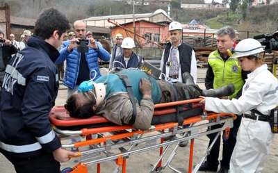 Maden ocağında acil tahliye tatbikat