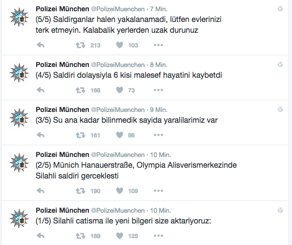 Münih polisinden Türkçe açıklama