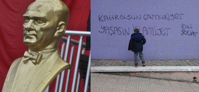 Atatürk büstlerine çirkin saldırı