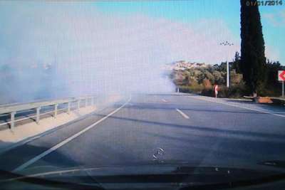 Egzoz dumanının kazaya neden olması kamerada