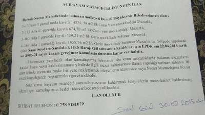 Baraj yapımı nedeniyle 4 ayrı mezarlık taşınacak
