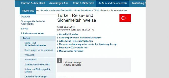 Almanya’dan Türkiye'ye seyahat uyarısı