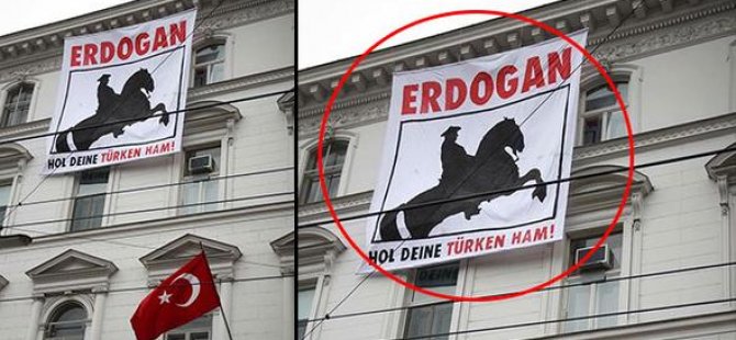 Türk Büyükelçiliği'ne skandal pankart asıldı