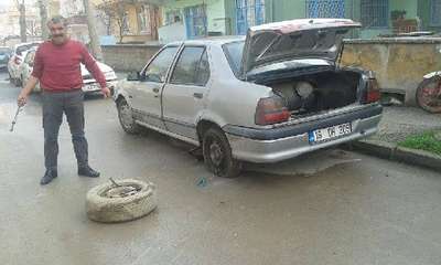 Çorum'da 15 otomobilin lastiklerini kestiler