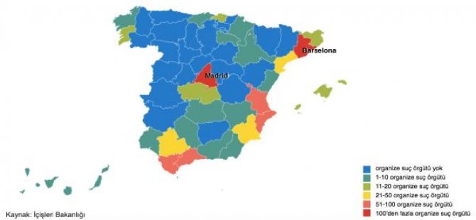 En çok suç örgütü Madrid ve Barselona'da