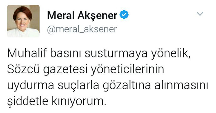 Akşener, Sözcü'ye destek