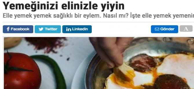 Yeni Akit: Elle yemek yiyin