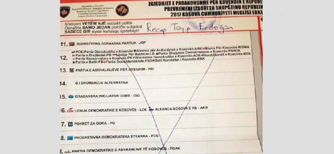 Kosova seçimlerinde Erdoğan'a oy çıktı