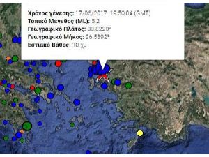 Midilli'de 5,2 büyüklüğünde depremle sarsıldı