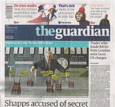 The Guardian: 'Mayday mayday. Muhafakarlarlar Boris'i çağırdı' başlığını attı