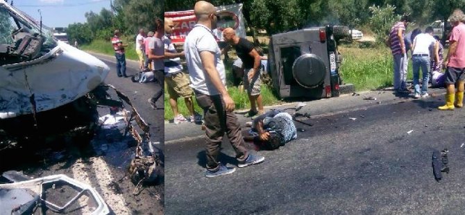 Gurbetçi aile kamyonetle çarpıştı: 8 yaralı