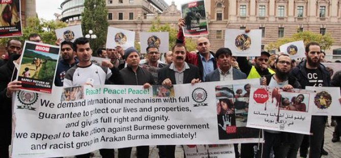 İsveç'te Arakan protestosu