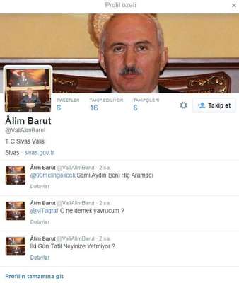 Sivas Valiliği'nden sahte Twitter hesabı uyarısı