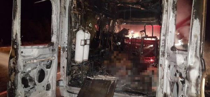 Ambulansta oksijen tüpü patladı, hasta yanarak öldü