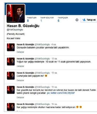 Kocaeli Valisi adına açılan sahte hesaptan atılan twetler ortalığı karıştırdı