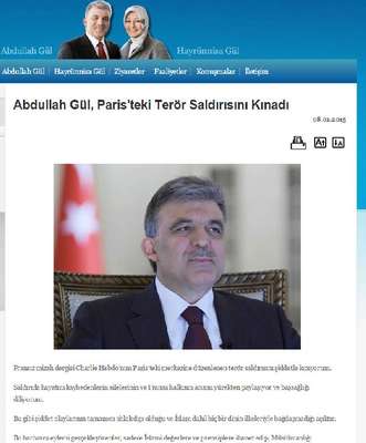 Abdullah Gül, Paris'teki terör saldırısını kınadı
