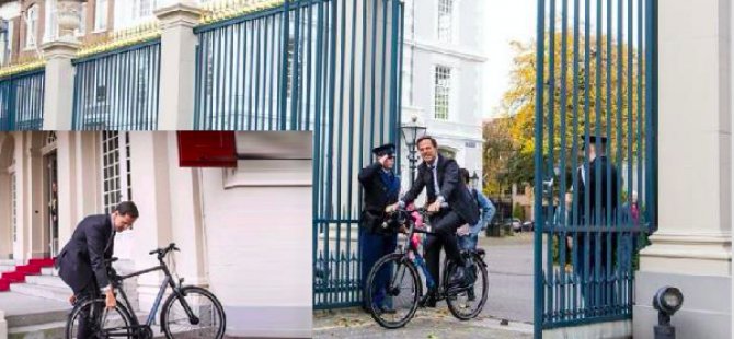 Hollanda Başbakanı Kral ile görüşmeye bisikletle gitti
