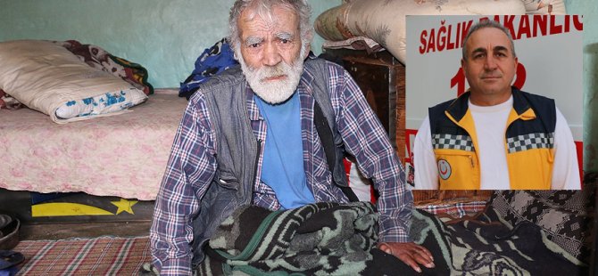 Ambulans şoförü hastayı sırtında taşıdı