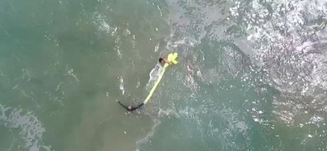 Dron 2 genci boğulmaktan kurtardı
