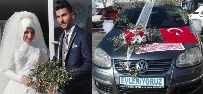 Gelin ve damattan Afrin'e destek