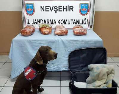 Nevşehir'de otobüs yolcusunun valizinde 15 kilo esrar