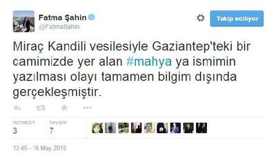 Fatma Şahin adı cami mahyasında (2)