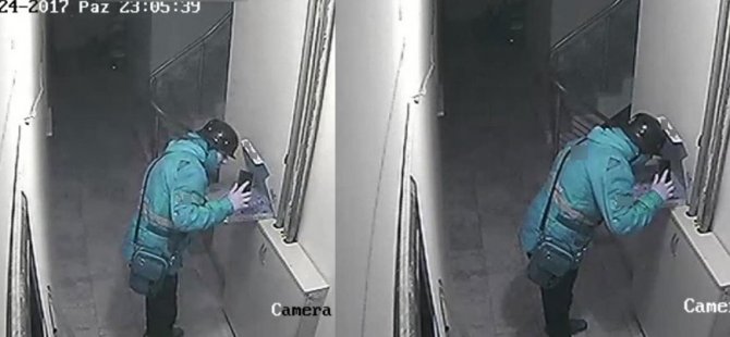 Pizzaya tüküren kurye kameraya yakalandı