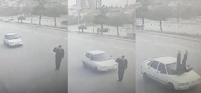 Vali'ye selam veren polise otomobil çarptı