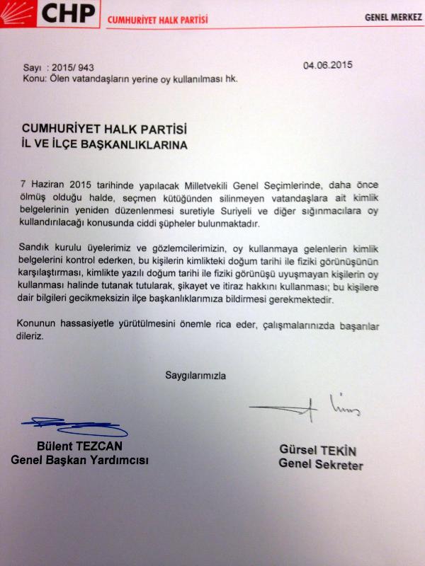 CHP'den teşkilatlarına 'ölü seçmen' uyarısı