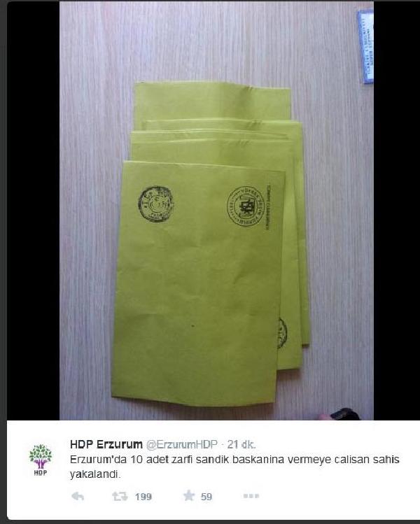 Erzurum'da 10 mühürlü boş zarf ile ilgili tutanak tutuldu