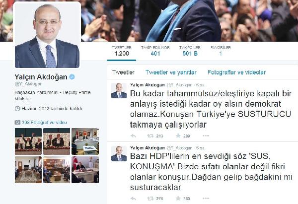 Yalçın Akdoğan'dan HDP'ye : Dağdan gelip bağdakini mi susturacaklar