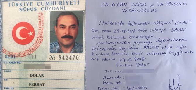 'Dolar' olan soyadını değiştirdi