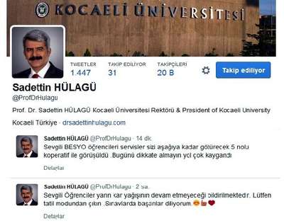 Rektörden öğrencilere gülücüklü ve kalpli tweet: Kar yağışı devam etmeyecek, lütfen tatil modundan çıkın
