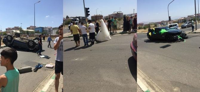 Gurbetçinin düğün arabası kaza yaptı