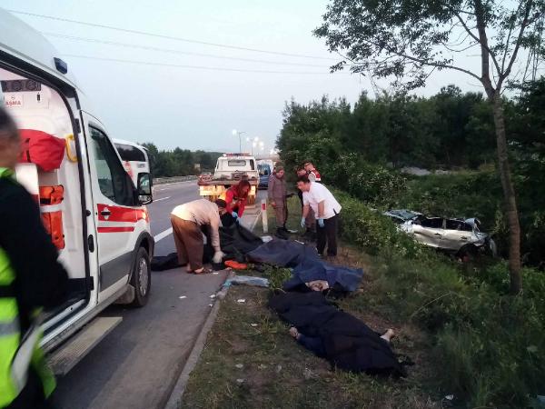 TEM'de bariyerlere çarpan otomobil su kanalına uçtu: 4 ölü