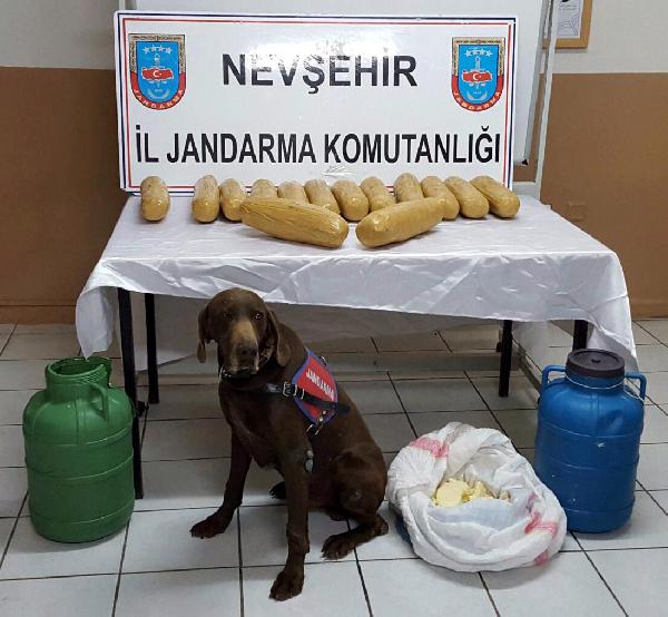 Otobüsteki peynir bidonunda 16 kilo esrar