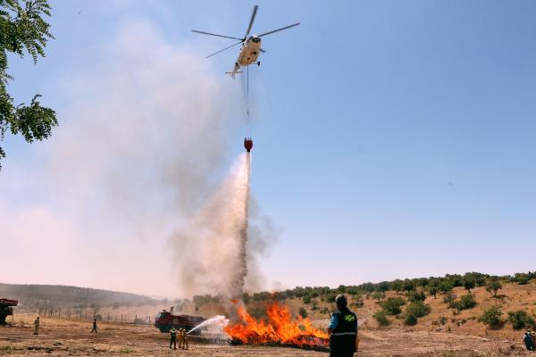 Kahramanmaraş’ta hava destekli yangın tatbikatı