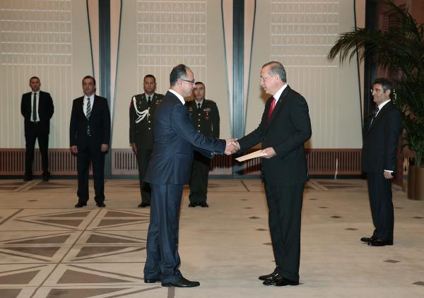 Cumhurbaşkanı Erdoğan, Filistin Büyükelçisi Faed Khaled Mustafa'yı kabul etti