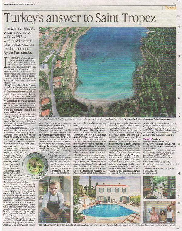 Evening Standard: "Alaçatı Türkiye'nin Saint Tropez'i"